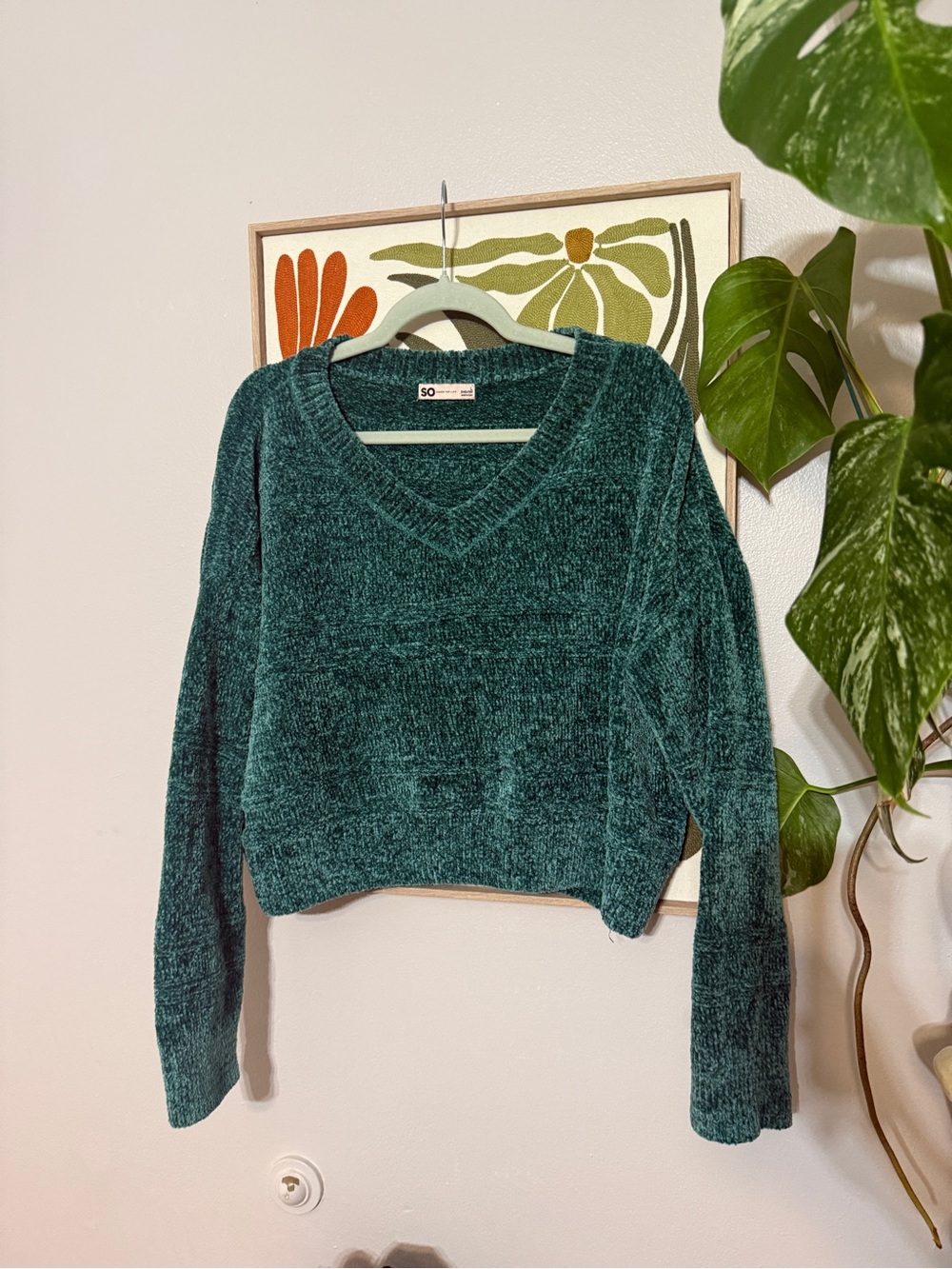 SO Chenille V‑Neck Sweater in Teal blue-green